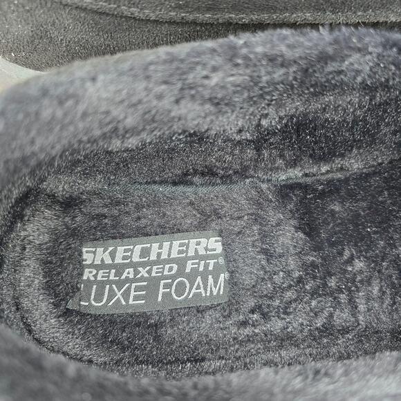 Skechers Slippers Men\'s 12 Black Faux Fur Lined Slip On Comfort Moccasin Shoes main image 4